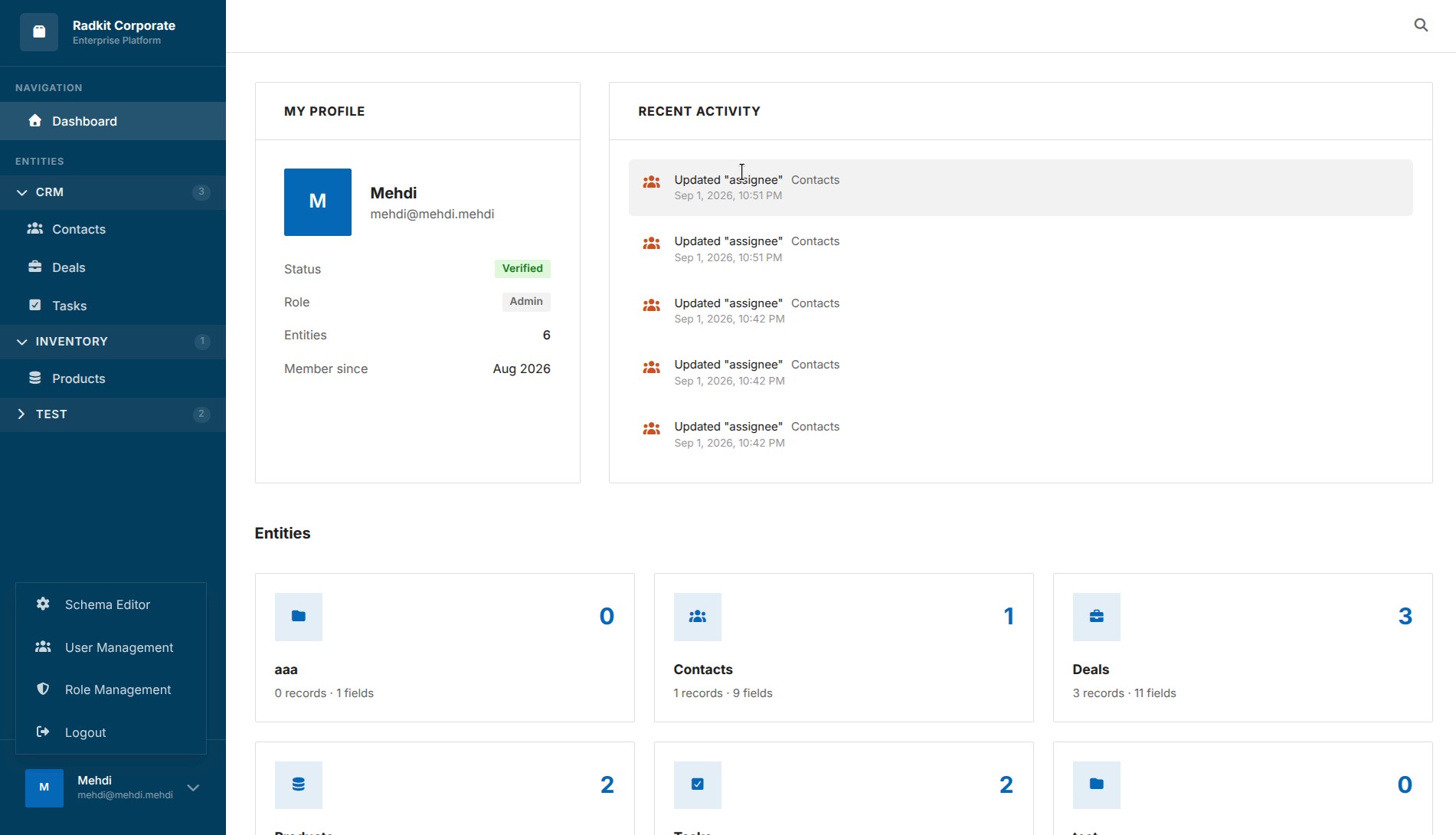 Internal business tools - custom dashboard